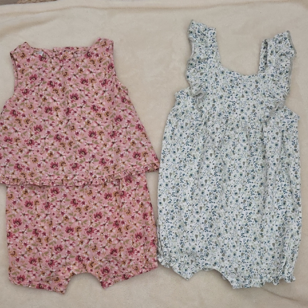 Carter's Pink and White Floral One Pieces